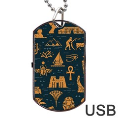 Dark-seamless-pattern-symbols-landmarks-signs-egypt Dog Tag Usb Flash (one Side) by Jancukart