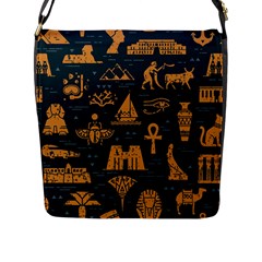 Dark-seamless-pattern-symbols-landmarks-signs-egypt Flap Closure Messenger Bag (l) by Jancukart