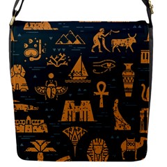 Dark-seamless-pattern-symbols-landmarks-signs-egypt Flap Closure Messenger Bag (s)