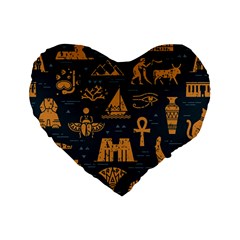 Dark-seamless-pattern-symbols-landmarks-signs-egypt Standard 16  Premium Flano Heart Shape Cushions