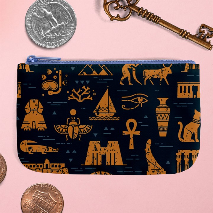 Dark-seamless-pattern-symbols-landmarks-signs-egypt Large Coin Purse