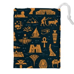 Dark-seamless-pattern-symbols-landmarks-signs-egypt Drawstring Pouch (5xl) by Jancukart