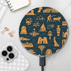 Dark-seamless-pattern-symbols-landmarks-signs-egypt Wireless Charger by Jancukart