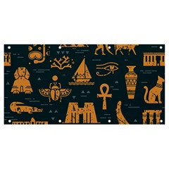 Dark-seamless-pattern-symbols-landmarks-signs-egypt Banner And Sign 8  X 4  by Jancukart