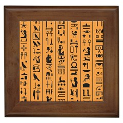 Egyptian-hieroglyphs-ancient-egypt-letters-papyrus-background-vector-old-egyptian-hieroglyph-writing Framed Tile