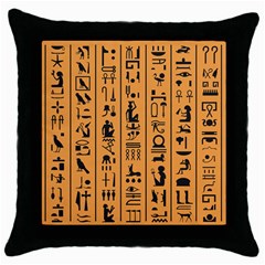 Egyptian-hieroglyphs-ancient-egypt-letters-papyrus-background-vector-old-egyptian-hieroglyph-writing Throw Pillow Case (Black)