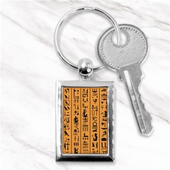 Egyptian-hieroglyphs-ancient-egypt-letters-papyrus-background-vector-old-egyptian-hieroglyph-writing Key Chain (rectangle) by Jancukart