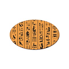 Egyptian-hieroglyphs-ancient-egypt-letters-papyrus-background-vector-old-egyptian-hieroglyph-writing Sticker (Oval)