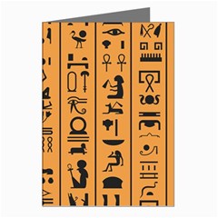 Egyptian-hieroglyphs-ancient-egypt-letters-papyrus-background-vector-old-egyptian-hieroglyph-writing Greeting Cards (pkg Of 8)