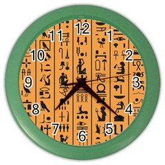 Egyptian-hieroglyphs-ancient-egypt-letters-papyrus-background-vector-old-egyptian-hieroglyph-writing Color Wall Clock