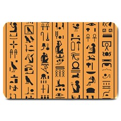 Egyptian-hieroglyphs-ancient-egypt-letters-papyrus-background-vector-old-egyptian-hieroglyph-writing Large Doormat by Jancukart