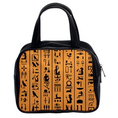 Egyptian-hieroglyphs-ancient-egypt-letters-papyrus-background-vector-old-egyptian-hieroglyph-writing Classic Handbag (Two Sides)