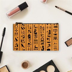 Egyptian-hieroglyphs-ancient-egypt-letters-papyrus-background-vector-old-egyptian-hieroglyph-writing Cosmetic Bag (small) by Jancukart