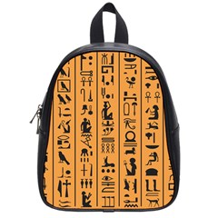 Egyptian-hieroglyphs-ancient-egypt-letters-papyrus-background-vector-old-egyptian-hieroglyph-writing School Bag (small) by Jancukart