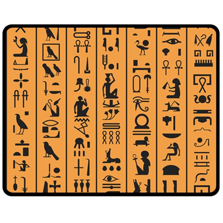 Egyptian-hieroglyphs-ancient-egypt-letters-papyrus-background-vector-old-egyptian-hieroglyph-writing Fleece Blanket (Medium) 