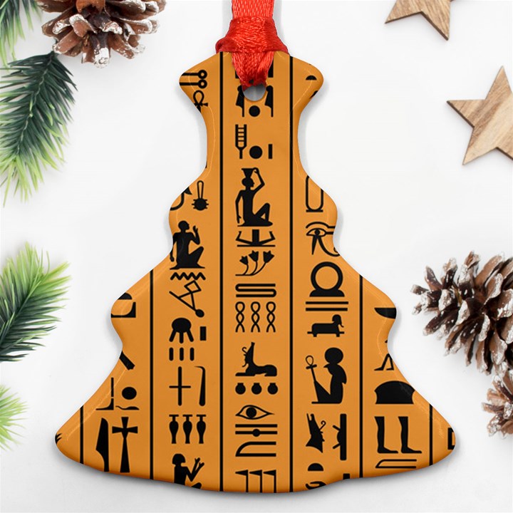 Egyptian-hieroglyphs-ancient-egypt-letters-papyrus-background-vector-old-egyptian-hieroglyph-writing Ornament (Christmas Tree) 