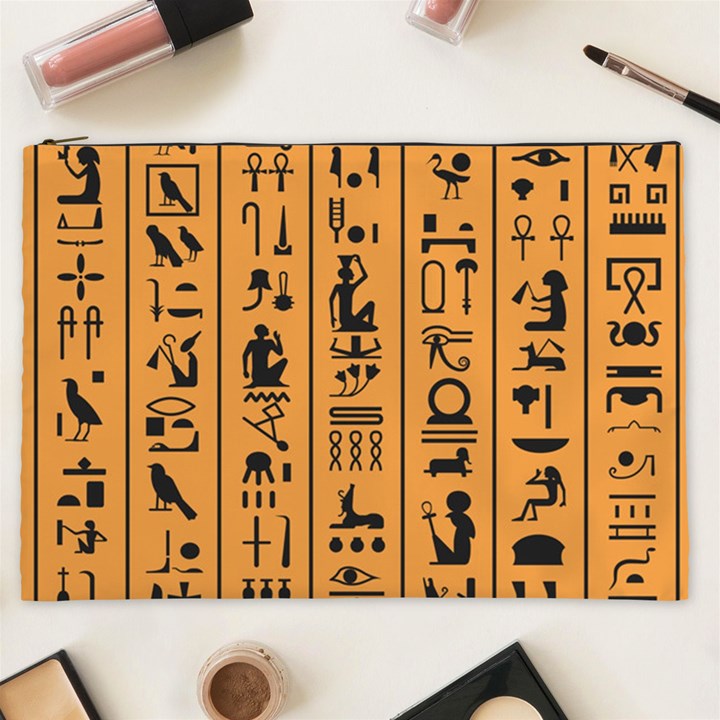 Egyptian-hieroglyphs-ancient-egypt-letters-papyrus-background-vector-old-egyptian-hieroglyph-writing Cosmetic Bag (XXL)