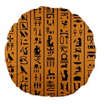 Egyptian-hieroglyphs-ancient-egypt-letters-papyrus-background-vector-old-egyptian-hieroglyph-writing Large 18  Premium Round Cushions Front