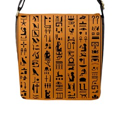 Egyptian-hieroglyphs-ancient-egypt-letters-papyrus-background-vector-old-egyptian-hieroglyph-writing Flap Closure Messenger Bag (L)