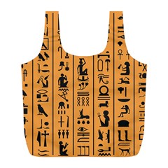 Egyptian-hieroglyphs-ancient-egypt-letters-papyrus-background-vector-old-egyptian-hieroglyph-writing Full Print Recycle Bag (L)