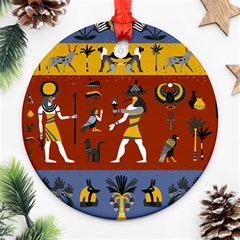 Ancient-egyptian-religion-seamless-pattern Ornament (round)