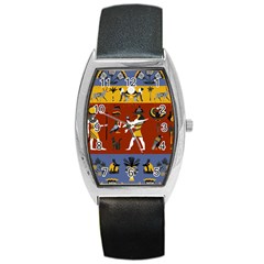 Ancient-egyptian-religion-seamless-pattern Barrel Style Metal Watch