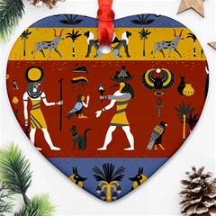 Ancient-egyptian-religion-seamless-pattern Heart Ornament (two Sides)