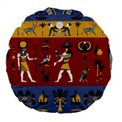 Ancient-egyptian-religion-seamless-pattern Large 18  Premium Flano Round Cushions