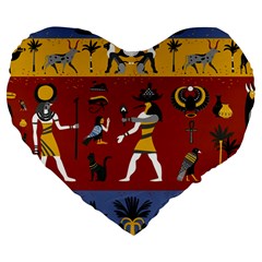 Ancient-egyptian-religion-seamless-pattern Large 19  Premium Flano Heart Shape Cushions