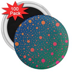 Color Pattern Dot Scrapbooking 3  Magnets (100 Pack) by Wegoenart