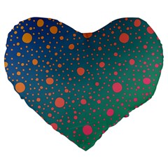 Color Pattern Dot Scrapbooking Large 19  Premium Flano Heart Shape Cushions by Wegoenart