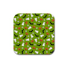 Pattern Seamless Halloween Fall Rubber Square Coaster (4 Pack) by Wegoenart