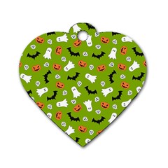 Pattern Seamless Halloween Fall Dog Tag Heart (two Sides)