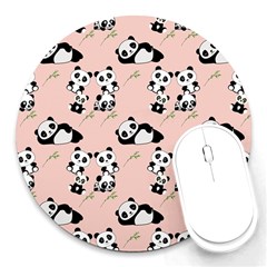 Pandas Pattern Panda Bear Round Mousepad by Wegoenart