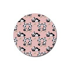 Pandas Pattern Panda Bear Rubber Coaster (round) by Wegoenart