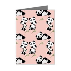 Pandas Pattern Panda Bear Mini Greeting Card by Wegoenart