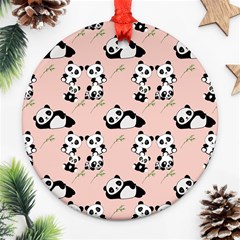 Pandas Pattern Panda Bear Round Ornament (two Sides) by Wegoenart