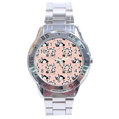 Pandas Pattern Panda Bear Stainless Steel Analogue Watch by Wegoenart