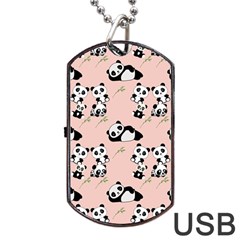 Pandas Pattern Panda Bear Dog Tag Usb Flash (one Side) by Wegoenart