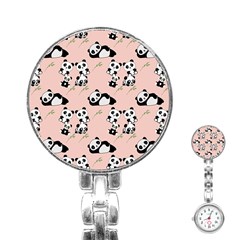 Pandas Pattern Panda Bear Stainless Steel Nurses Watch by Wegoenart