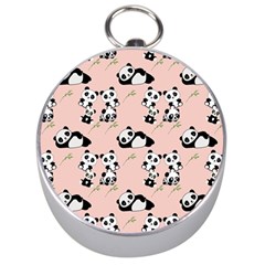 Pandas Pattern Panda Bear Silver Compasses by Wegoenart