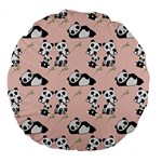 Pandas Pattern Panda Bear Large 18  Premium Flano Round Cushions Back