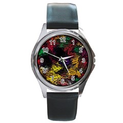 Abstract Painting Colorful Round Metal Watch by Wegoenart