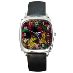 Abstract Painting Colorful Square Metal Watch by Wegoenart