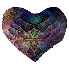 Dragon Fractal Pattern Texture Large 19  Premium Flano Heart Shape Cushions