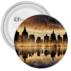 Manhattan Skyline Sunset Nyc 3  Buttons by Wegoenart