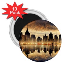 Manhattan Skyline Sunset Nyc 2 25  Magnets (10 Pack)  by Wegoenart