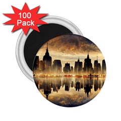 Manhattan Skyline Sunset Nyc 2 25  Magnets (100 Pack)  by Wegoenart