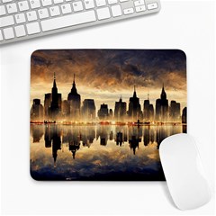 Manhattan Skyline Sunset Nyc Large Mousepad by Wegoenart