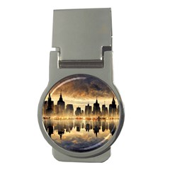 Manhattan Skyline Sunset Nyc Money Clips (round)  by Wegoenart